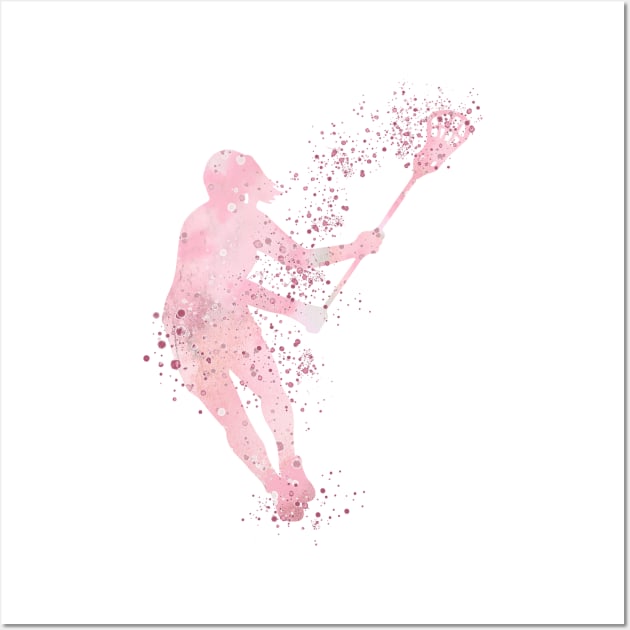 Lacrosse Girl Player | Colorful Watercolor Wall Art by LotusGifts